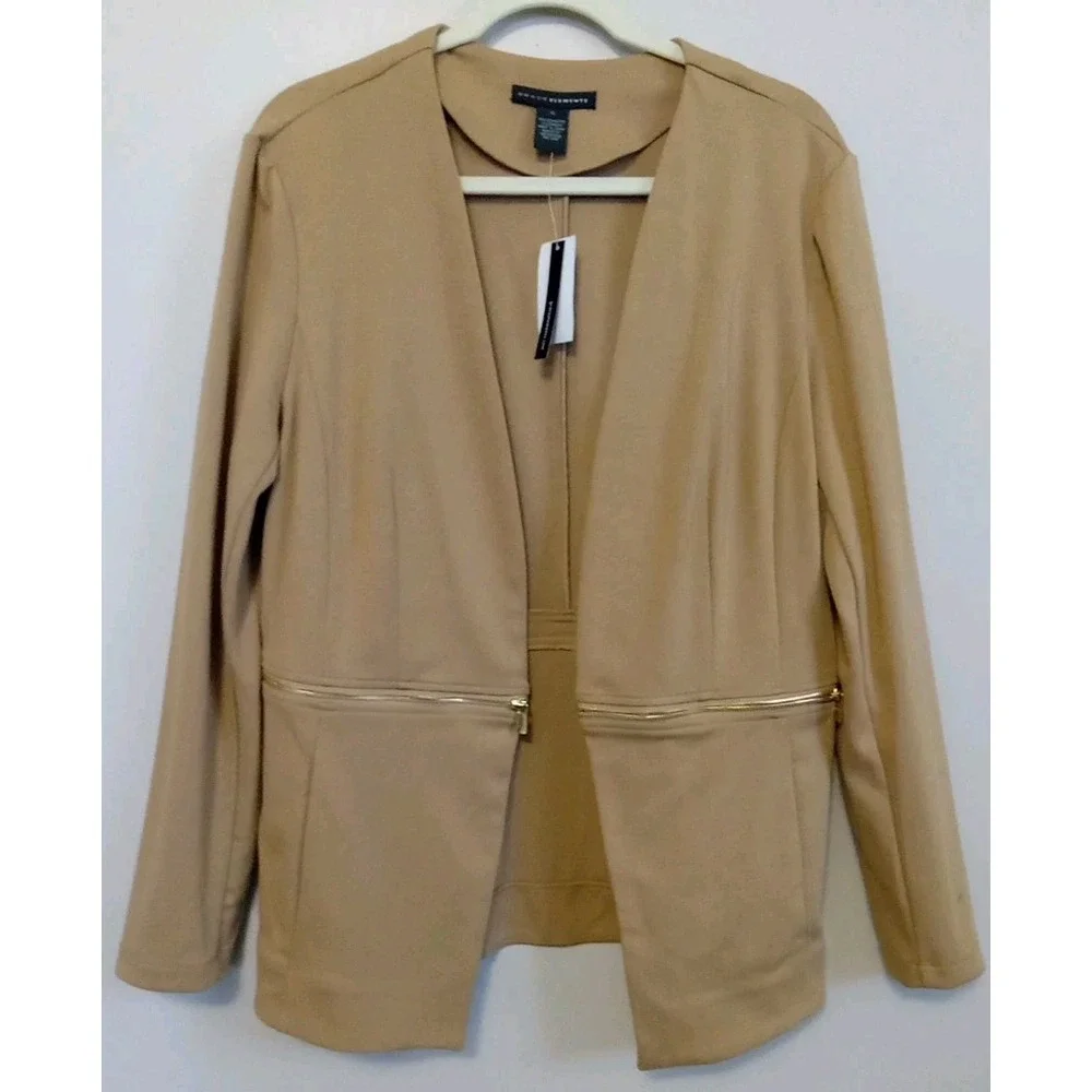 Grace Elements Heather Wheat Zip Design Longsleeve‎ Cardigan Jacket Size Xlarge